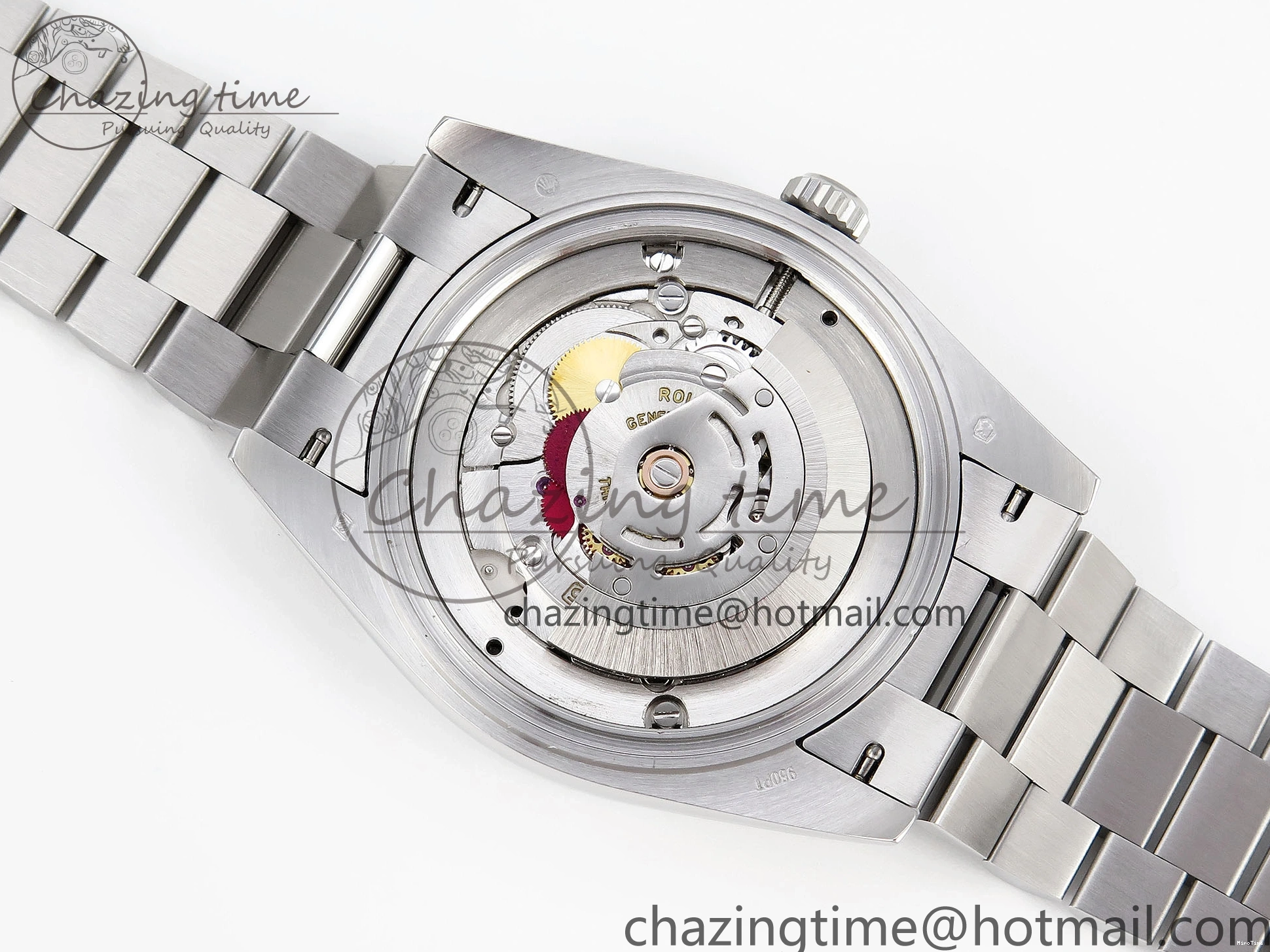MiroTime 0523 QuickDry DayDate 40 SS GSF Gain Weight Blue Roman Dial Diamonds Bezel on President Bracelet A 1917
